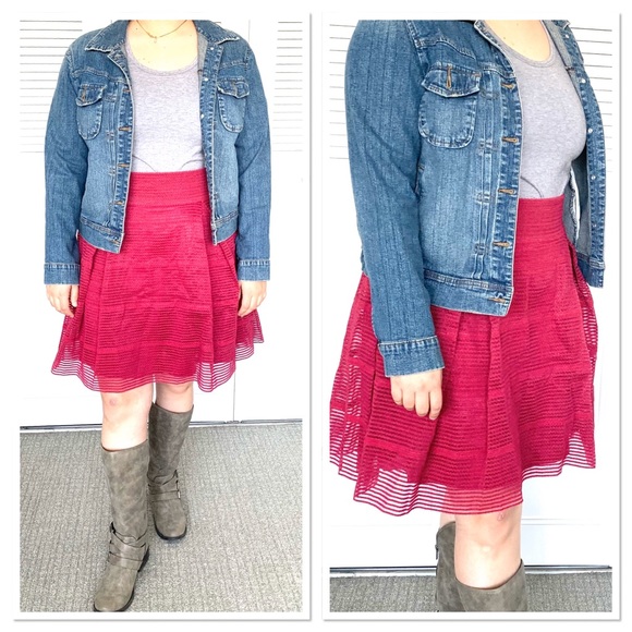 Torrid Striped Sheer Lace Flared Skirt - Picture 2 of 8